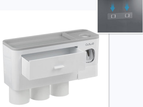 Image of Magnetic Toothbrush Storage Rack With Toothpaste Squeezer Toiletry Set