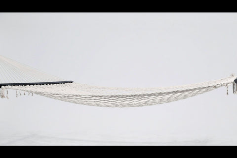 Image of 2-Person Double Hammock Outdoor Woven Cotton Rope Hammocks for Backyard Patio w/Spreader Bars