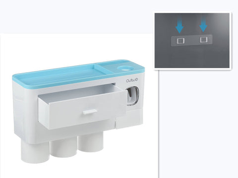 Image of Magnetic Toothbrush Storage Rack With Toothpaste Squeezer Toiletry Set