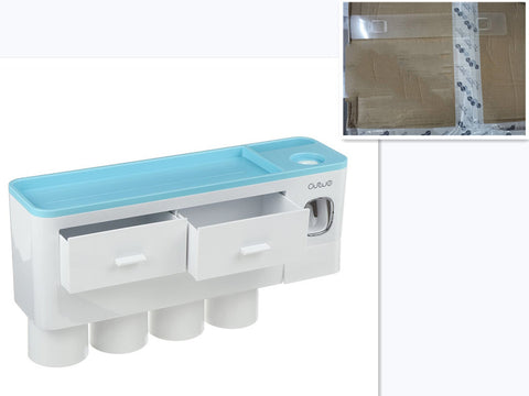 Image of Magnetic Toothbrush Storage Rack With Toothpaste Squeezer Toiletry Set
