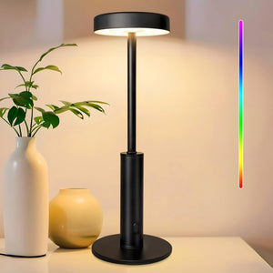 2 Pack Small Cordless Table Lamps Rechargeable 5000mAh Battery Operated Portable Desk Lamp3 Colors & RGB Stepless Dimmable Wireless Touch Lamps