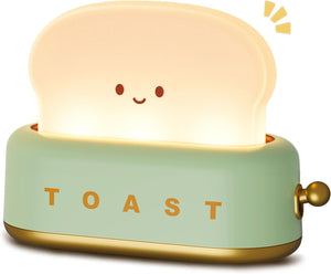 Rechargeable Small Lamp with Smile Face Toast Bread Cute Toaster Shape Room Decor Night Light for Bedroom Bedside Living Room Dining Desk Decorations